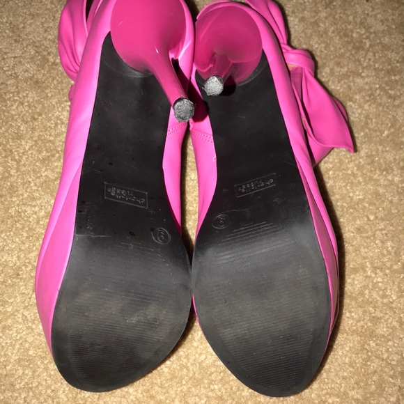 🎉HP🎉 Pink heel booties with bow 🎀 - Picture 5 of 8